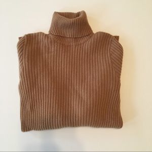 Tan Ribbed Knit Turtleneck
